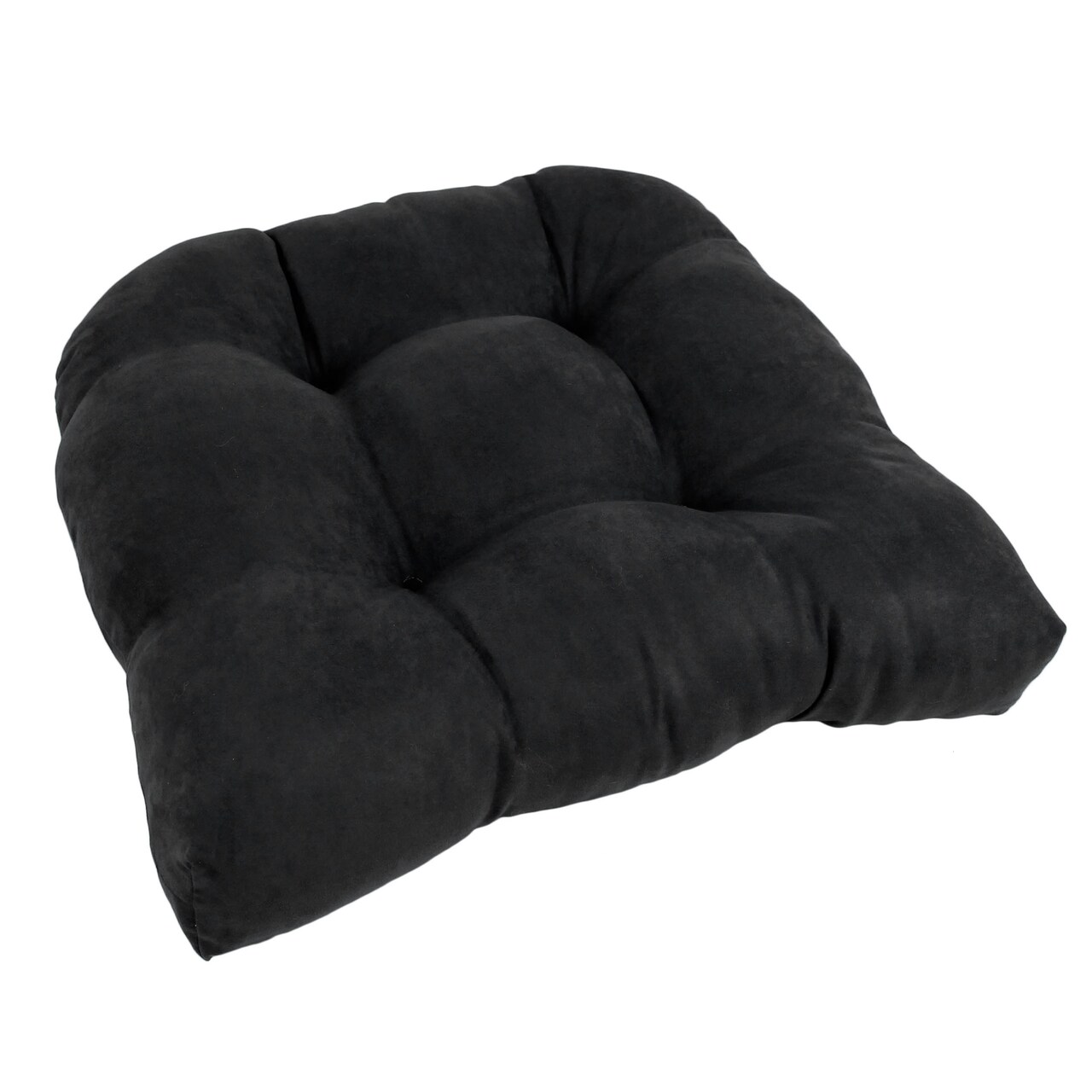 19-inch U-Shaped Micro Suede Tufted Dining Chair Cushion - Black